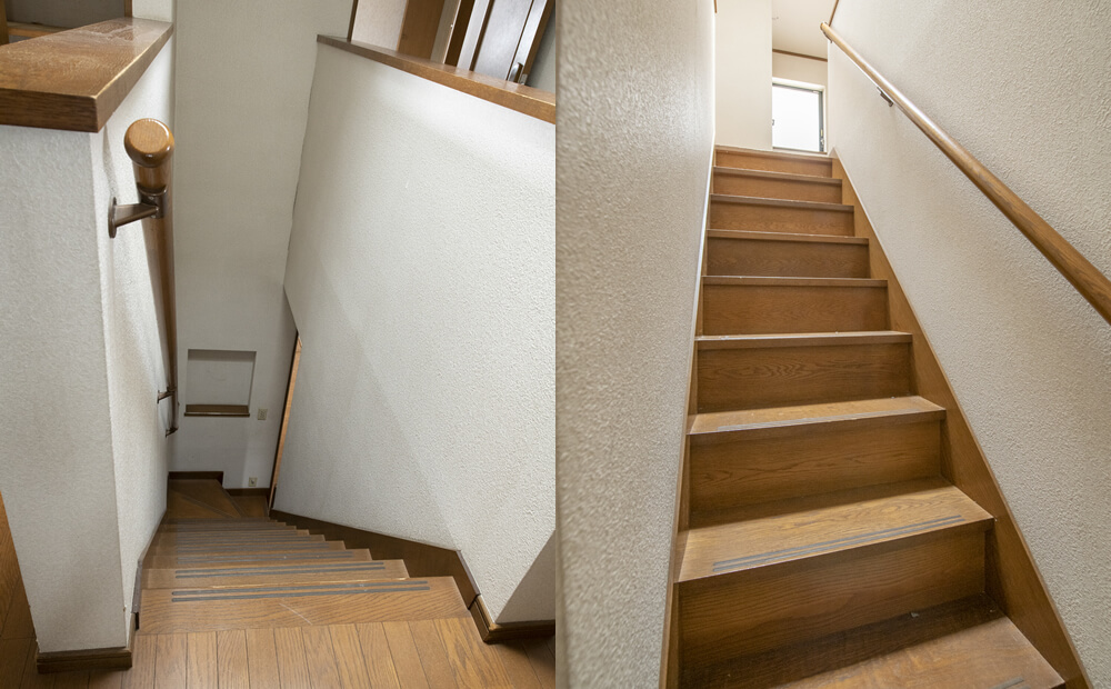 窮屈な印象を与えた階段室